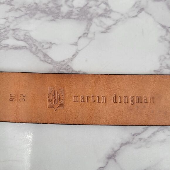 Martin Dingman Belt Alligator Grain Italian Calfskin Brass Buckle Men's Size 32 - Picture 4 of 7